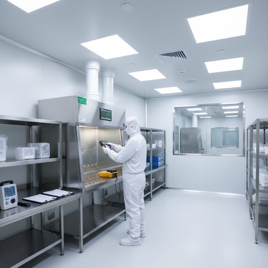 Pharmaceutical manufacturing cleanroom installation with ISO Class 7 certification and GMP compliance
